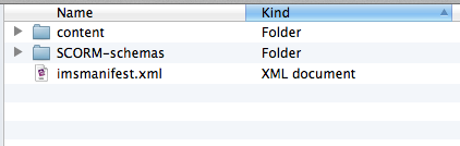 Image of file directory with all schema files placed in subfolder