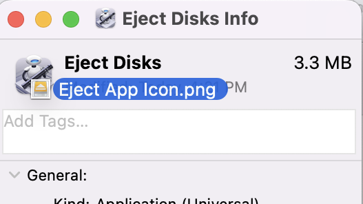 Dragging the new icon onto the get Info window